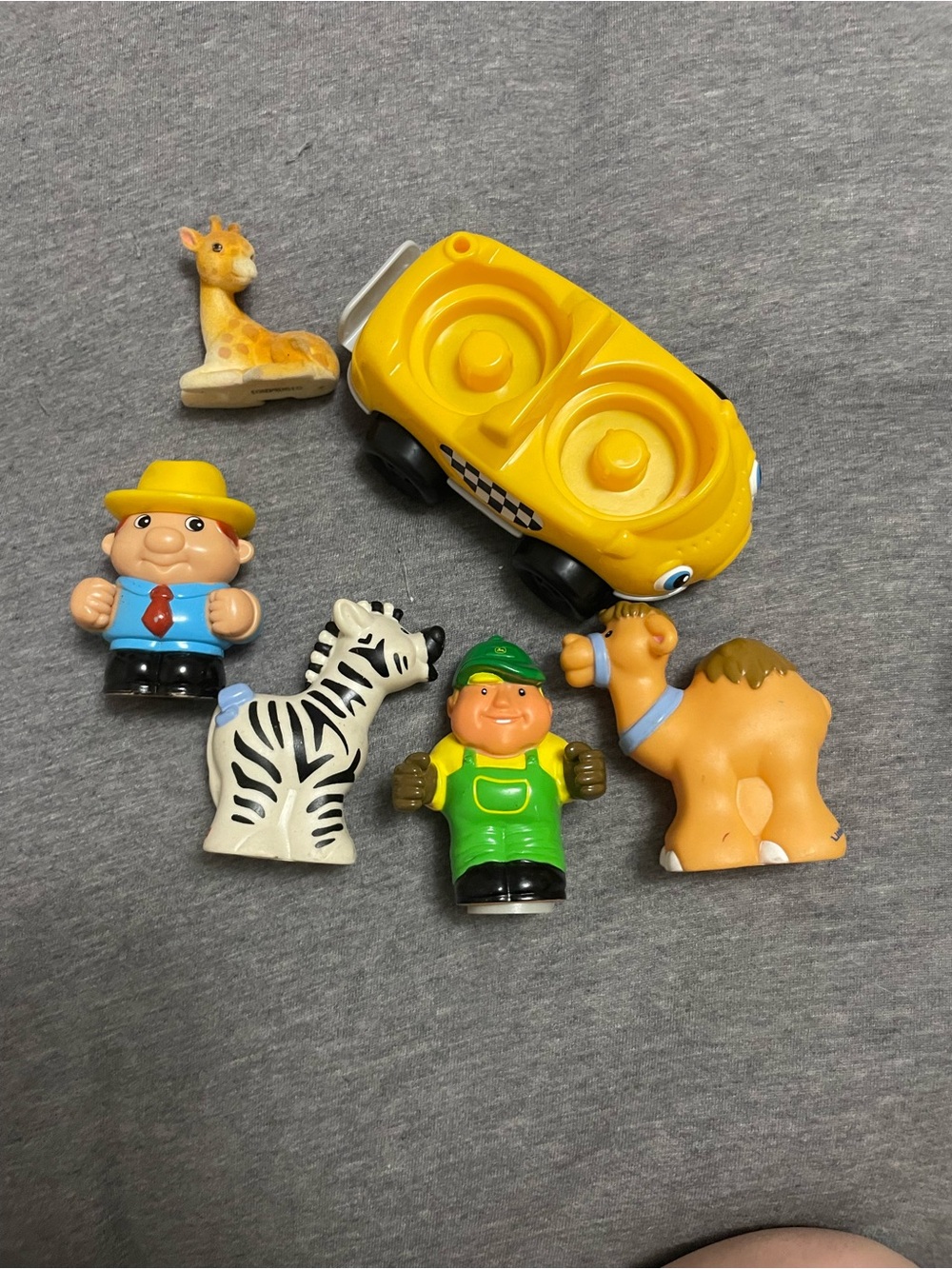 Fisher-Price Little People Safari Zoo Vehicle Figure Lot 2005 Flocked Giraffe
